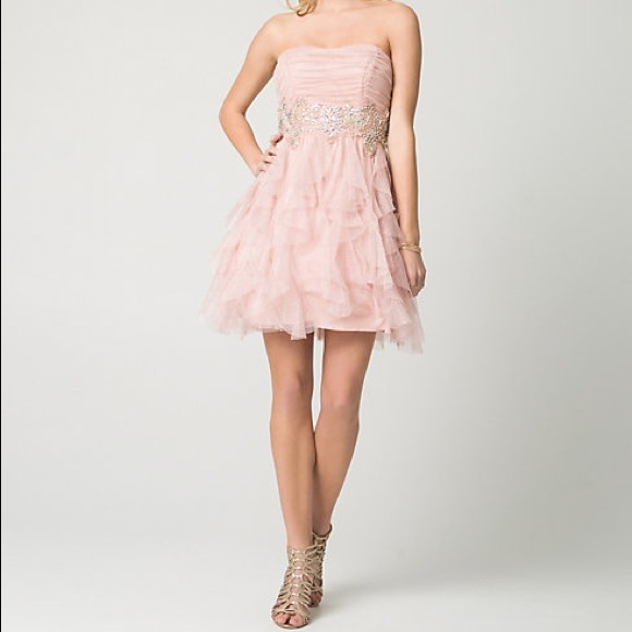 Pink Sparkly Strapless Dress - Picture 7 of 7